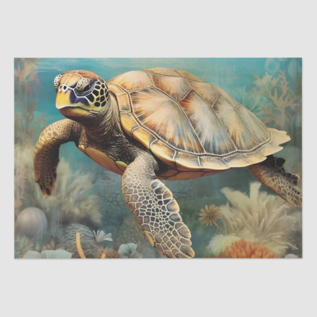 Sea Turtle Watercolor Tissue Paper (Front)