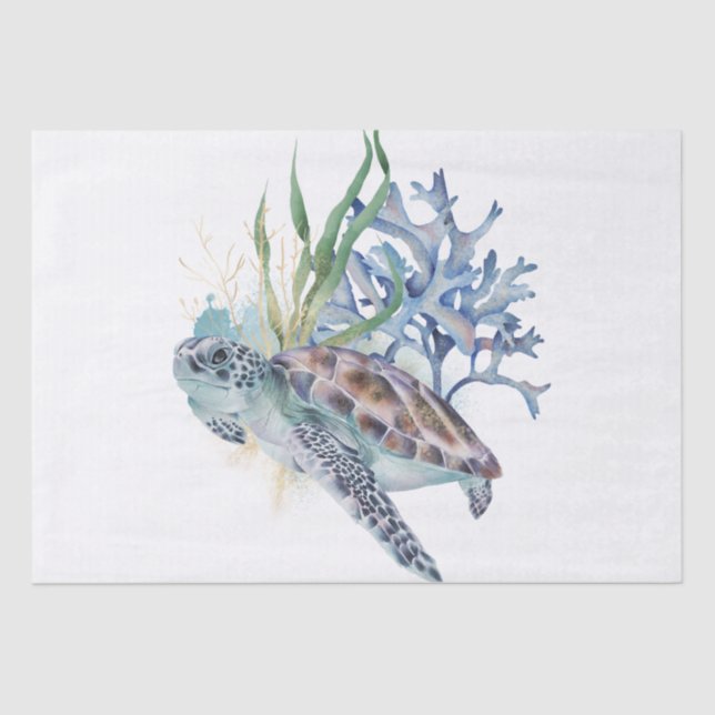 Sea Turtle Watercolor Tissue Paper (Front)