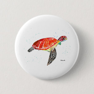 Sea turtle watercolour painting 2 inch round button
