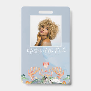 Sea Turtle Wedding Featuring Bride and Groom Badge