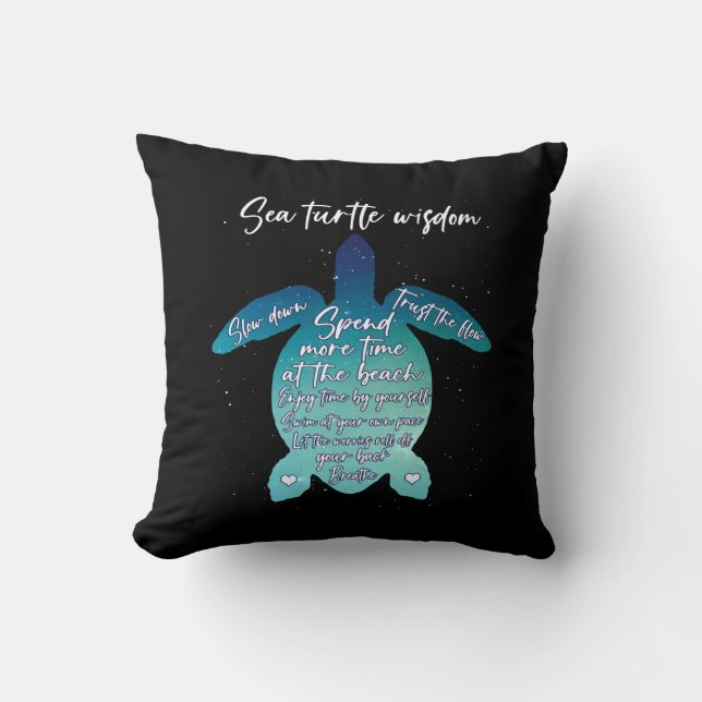 Sea Turtle Wisdom Sea Turtle Love Throw Pillow (Front)