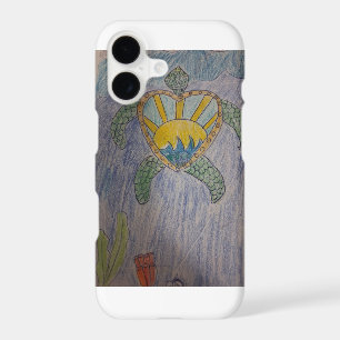 Sea Turtle with Heart Sunset Shell — Cute Ocean Ar