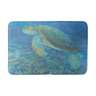 Sea turtle with personality bath mat