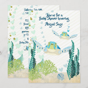 Sea Turtles and Hearts Beach Baby Shower Invitation