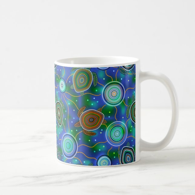 Sea turtles and jellyfish. Animals of the Ocean Coffee Mug (Right)
