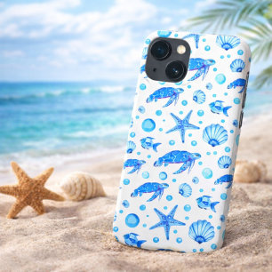 Sea Turtles and Shells - Ocean-Inspired Design iPhone 13 Case