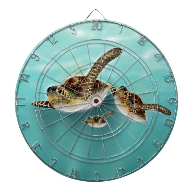 Sea Turtles art print. Dartboard (Front)