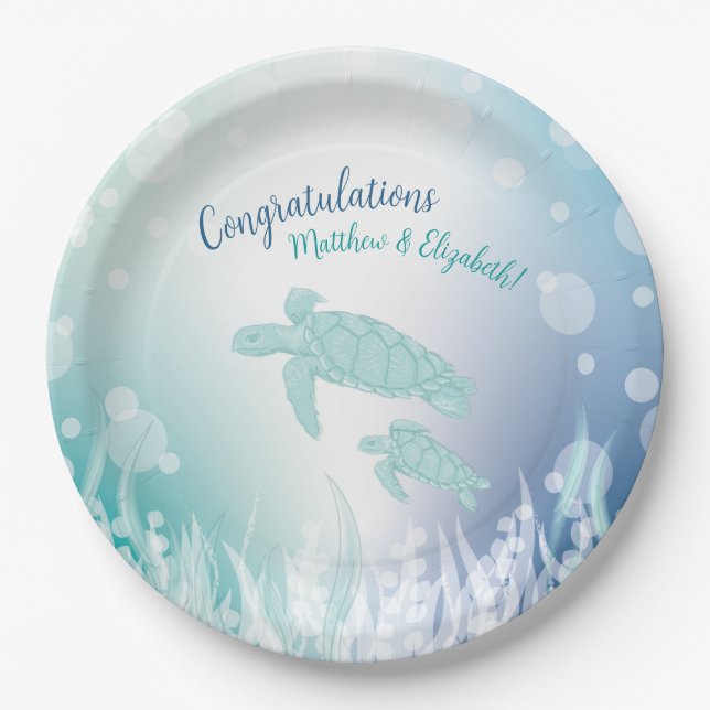 Sea Turtles Baby Shower Under the Sea Paper Plate (Front)