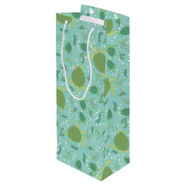 Sea Turtles Baby Shower Under the Sea Wine Gift Bag (Back Angled)