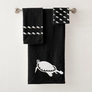 Sea Turtles bathroom black white Bath Towel Set