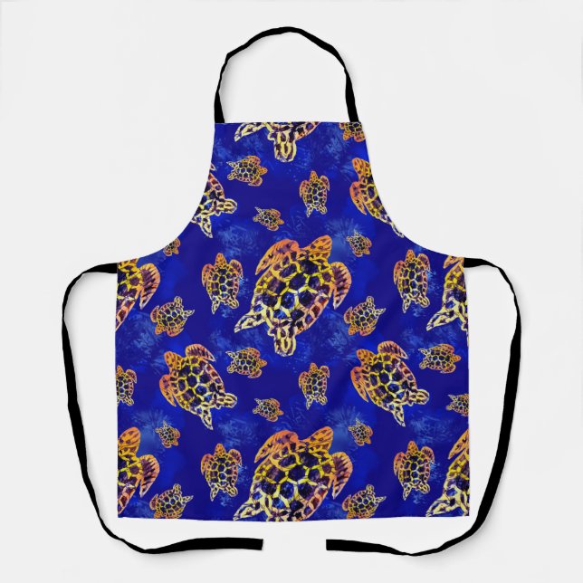 Sea Turtles Batik African Art Apron (Front)
