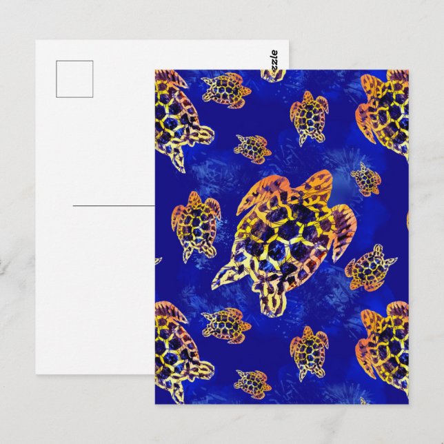 Sea Turtles Batik African Art Postcard (Front/Back)