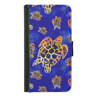 Sea Turtles Batik African Art Samsung Galaxy S5 Wallet Case