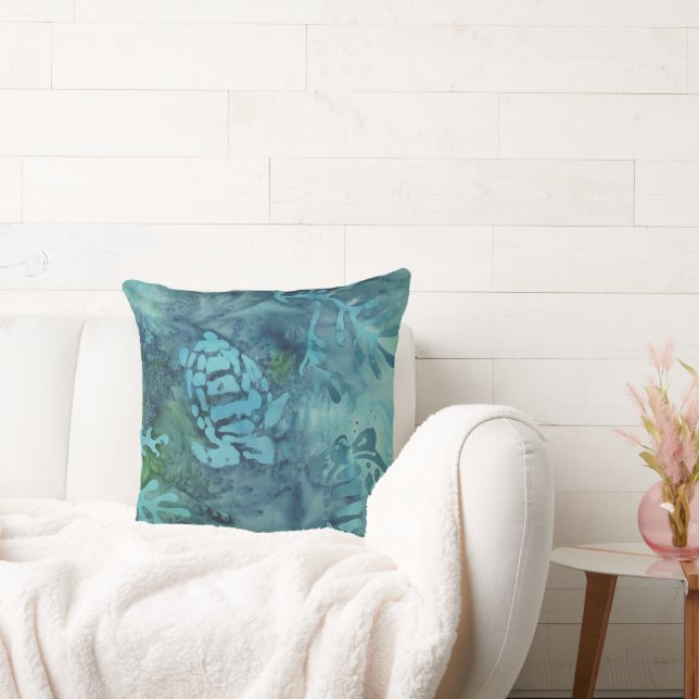 Sea Turtles Batik Throw Pillow (Couch)