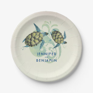 Sea Turtles Beach Coastal Nautical Paper Plate