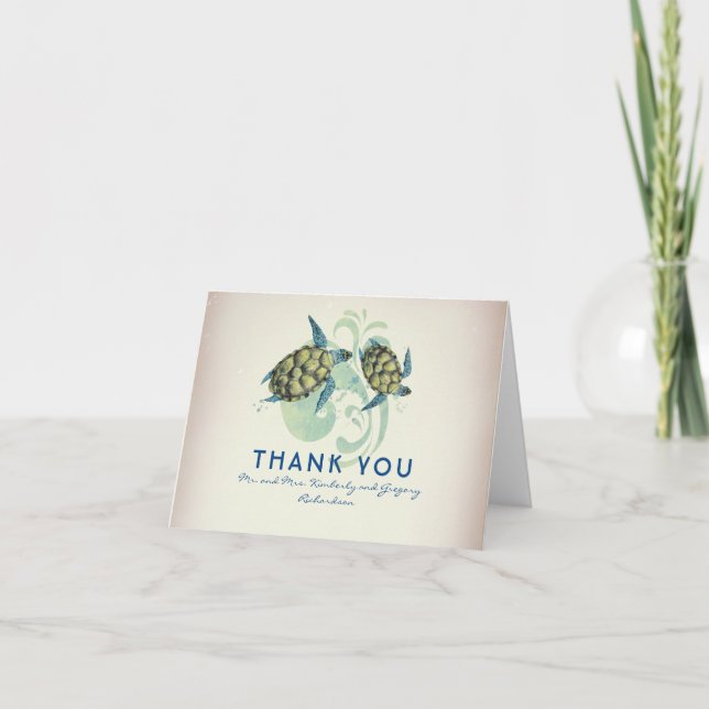 Sea Turtles Beach Tropical Thank You Card (Front)