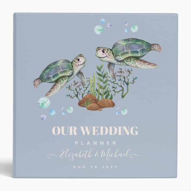 Sea Turtles Beach Wedding Binder (Front)