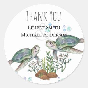 Sea Turtles Beach Wedding Classic Round Sticker