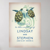 Sea Turtles Beach Wedding Welcome Sign
