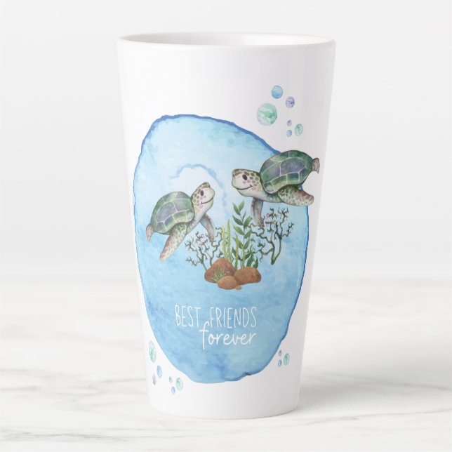 Sea Turtles BFFs - Personalized Best Friends Gifts Latte Mug (Front)