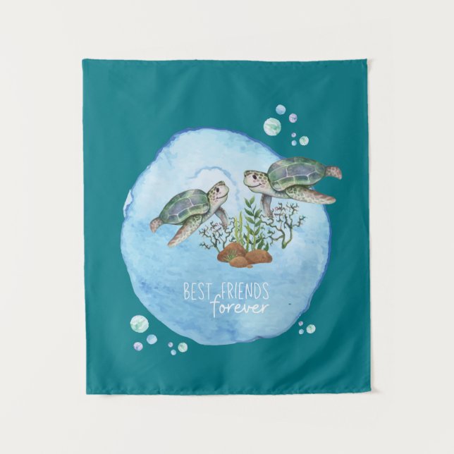Sea Turtles BFFs - Personalized Best Friends Gifts Tapestry (Front)