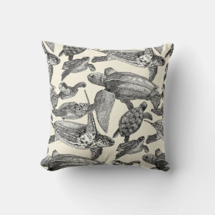 sea turtles black pearl throw pillow