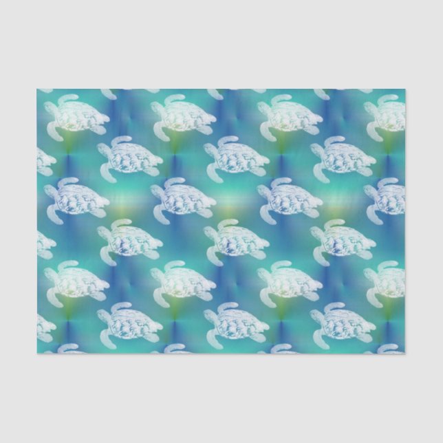 Sea Turtles Blue Aqua Tissue Paper (Front)