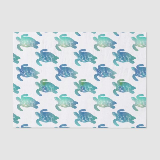 Sea Turtles Blue Aqua Tissue Paper (Front)