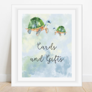 Sea turtles - cards and gifts baby shower poster