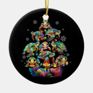 Sea Turtles Christmas Tree Ocean Life Animal Lover Ceramic Ornament