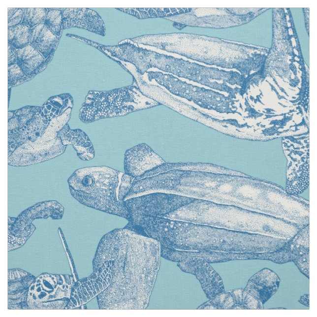 sea turtles cobalt sky blue fabric (Swatch)