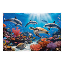 Sea Turtles & Dolphins in Colourful Coral Garden