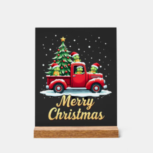 Sea Turtles Driving Christmas Tree Truck Turtle Ch Acrylic Sign