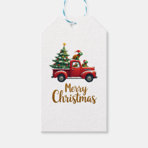 Sea Turtles Driving Christmas Tree Truck Turtle Ch Gift Tags
