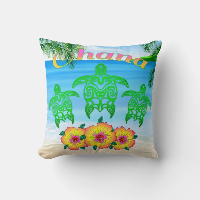 Sea Turtles Hawaiian Honu Throw Pillow (Front)