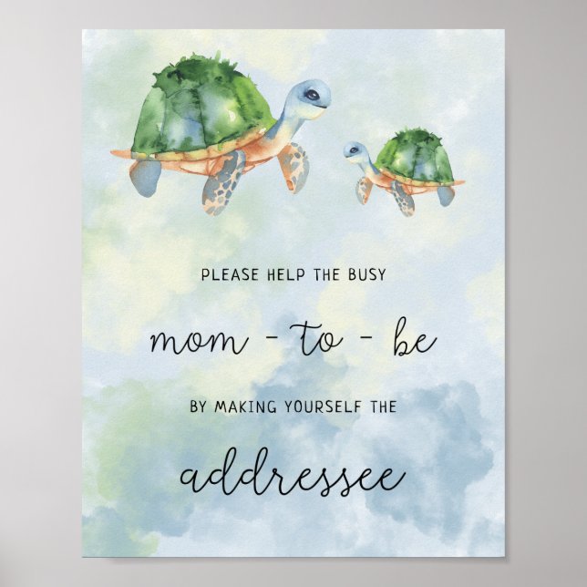 Sea turtles - Help the Busy Mom Address Poster (Front)