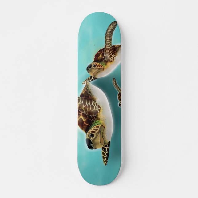 Sea Turtles Illustration Skateboard (Front)