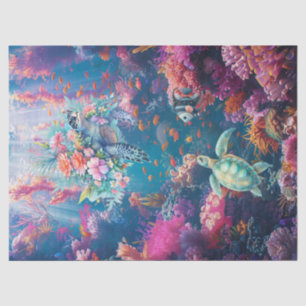 Sea Turtles In Beautiful Scenic Ocean Decoupage Tissue Paper