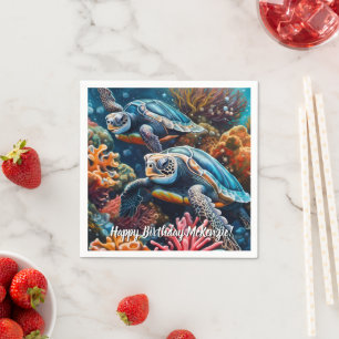Sea Turtles in Coral Reef Napkin