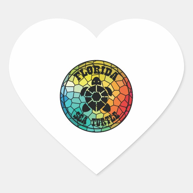 Sea turtles in florida state heart sticker (Front)