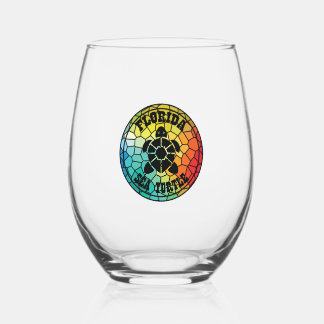 Sea turtles in florida state stemless wine glass
