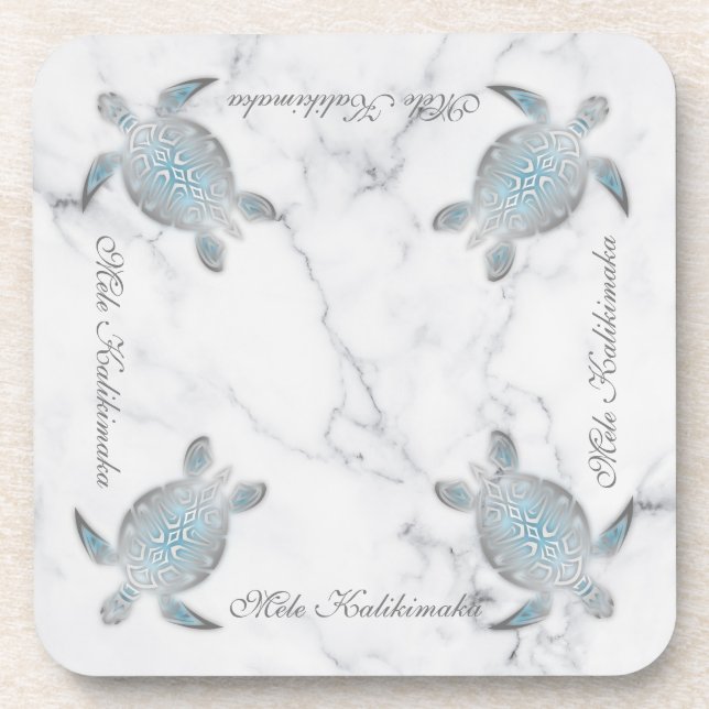 Sea Turtles Marble | Mele Kalikimaka | Christmas  Coaster (Front)