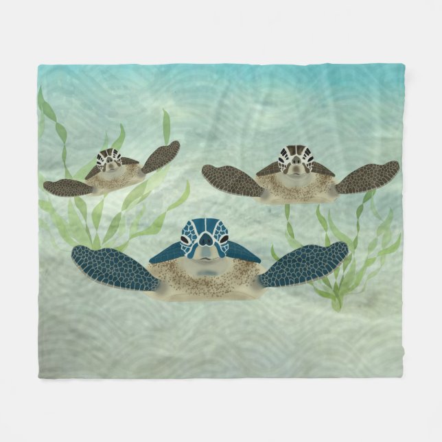 Sea Turtles Medium Fleece Blanket (Front (Horizontal))