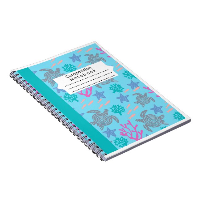  sea turtles on light blue background notebook (Right Side)