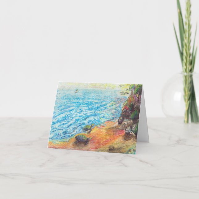 Sea Turtles On The Beach Card (Front)