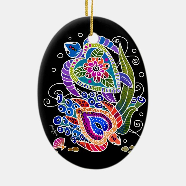 SEA TURTLES ornament -  customize background (Back)