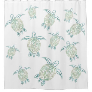 Sea Turtles Pattern White Green Nautical