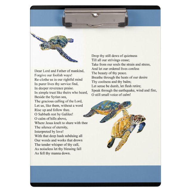 Sea Turtles Peace Calm Poem Prayer Clipboard (Front)