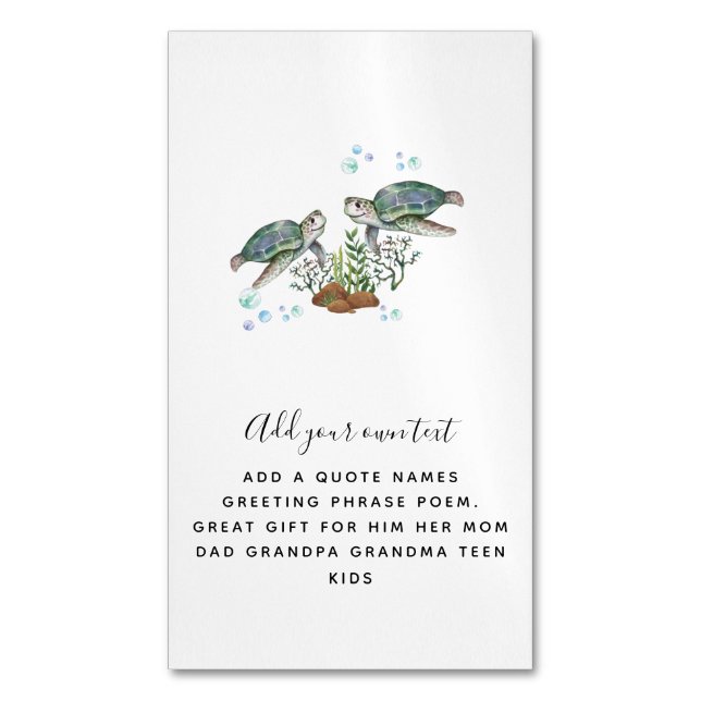 SEA TURTLES Personalized Magnetic Business Card (Front Vertical)