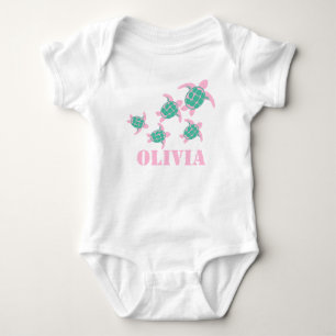 Sea Turtles Pink Baby Bodysuit